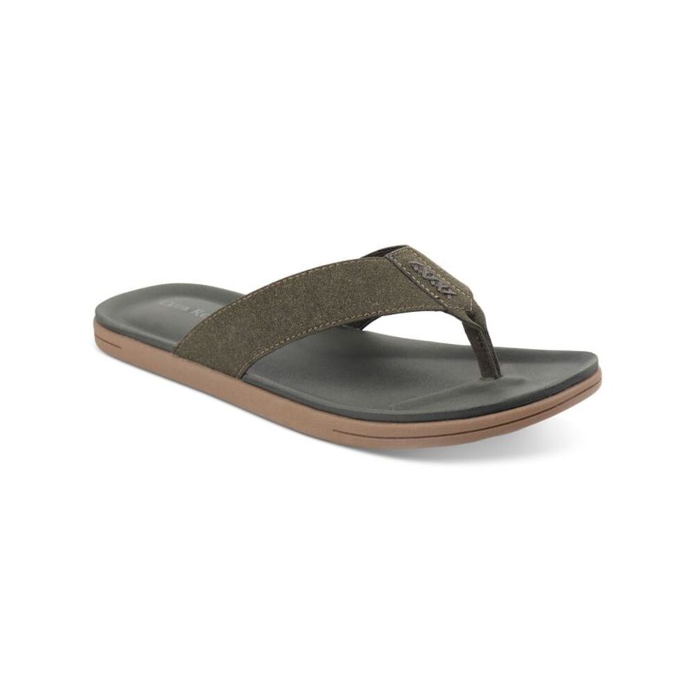 CLUBROOM Mens Green Padded Riley Round Toe Slip On Flip Flop Sandal 12 M